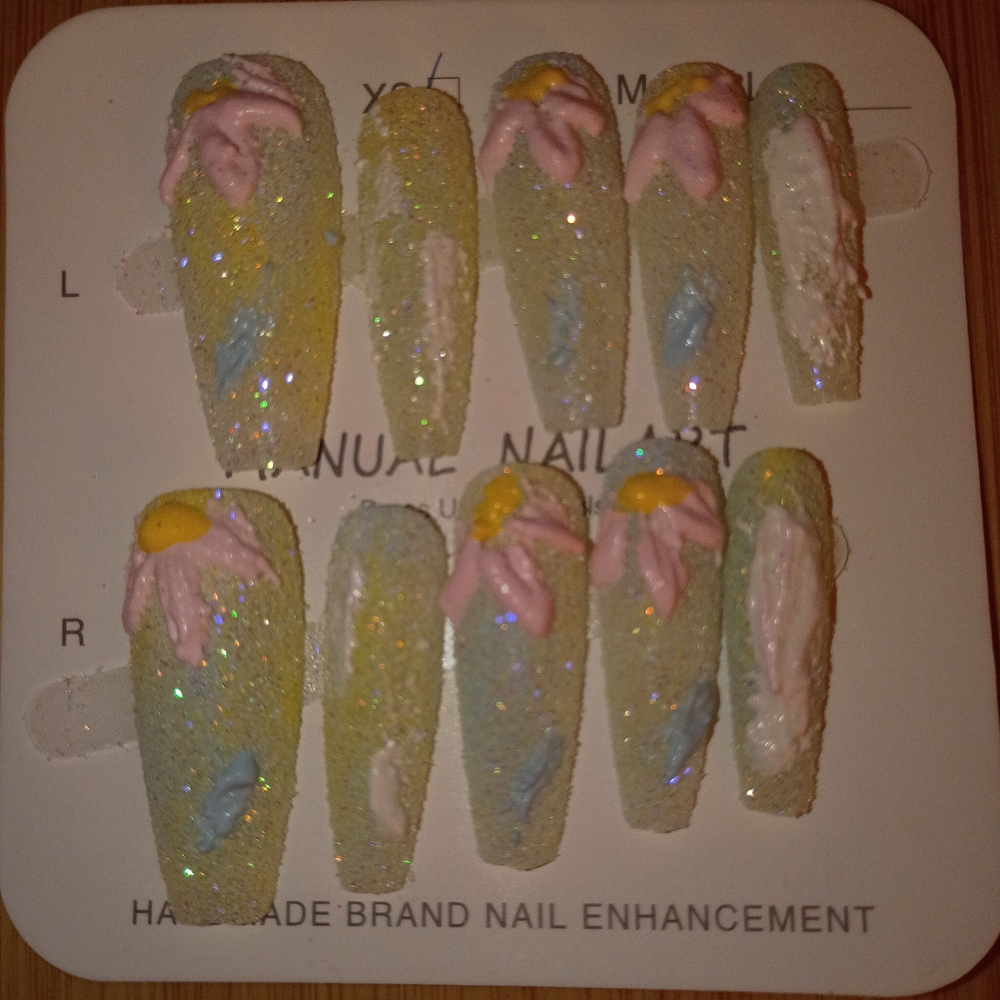 Floral Sugar Press-On Coffin Nails